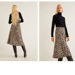 Mango Leopard midi skirt NWOT